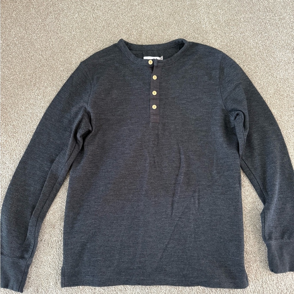 Men's Goodfellow Navy Henley Long Sleeve Shirt Size Medium
